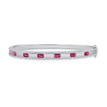 Load image into Gallery viewer, Pink Sapphire &amp; Diamond Gold Bangle
