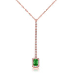 Load image into Gallery viewer, Halo Emerald &amp; Diamond Y Necklace
