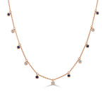 Load image into Gallery viewer, Diamond &amp; Sapphire Bezel Design Dangling Necklace
