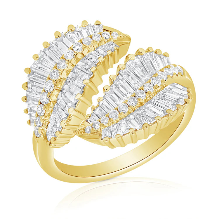 Diamond Ash Leaf Bypass Ring