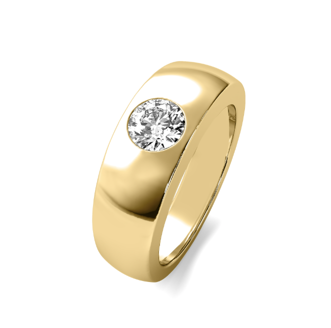 Lab grown round signet men's band