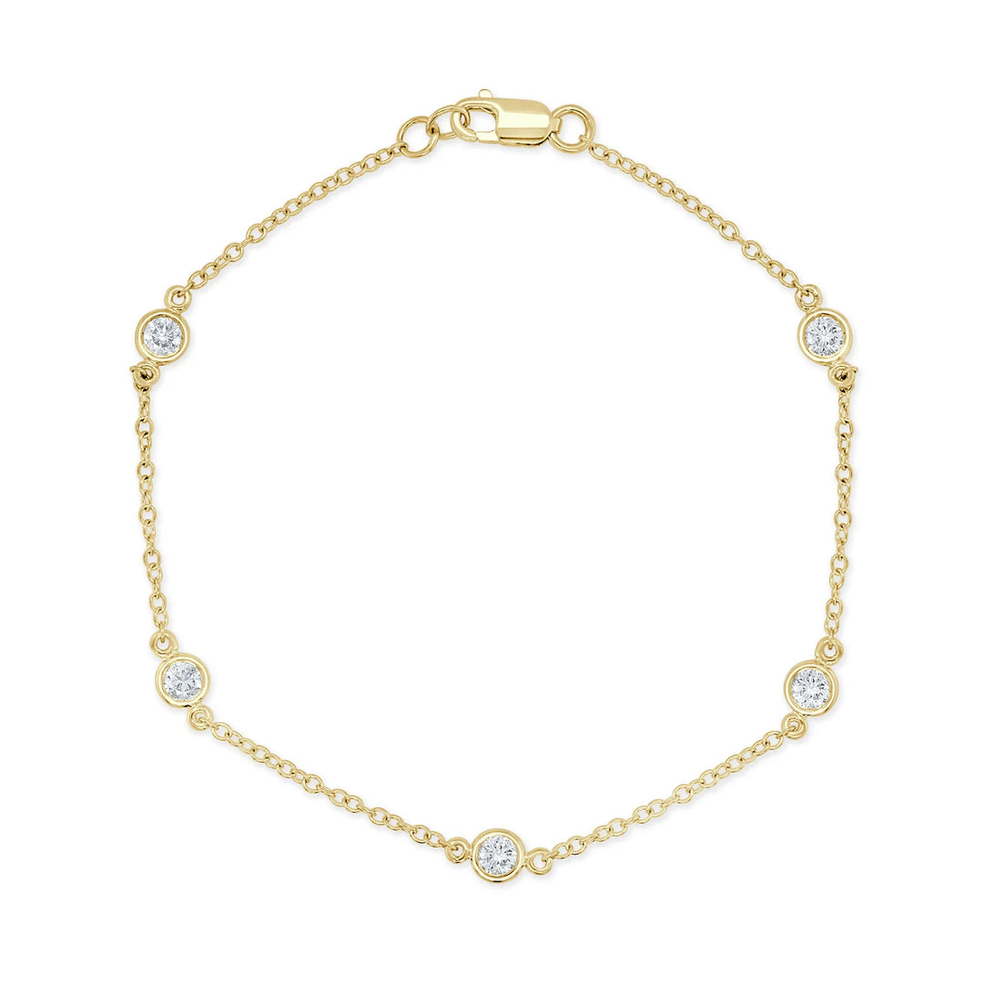 Dainty Diamond Bezel Station Bracelet
