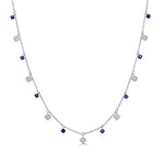 Load image into Gallery viewer, Square Diamond &amp; Sapphire Sprinkle Necklace
