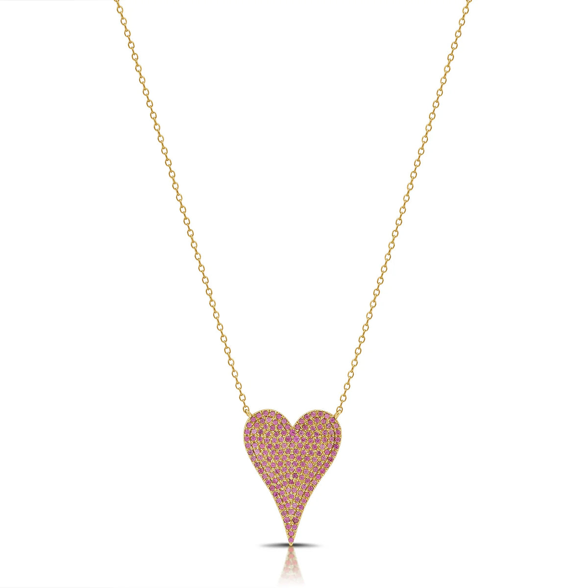 Pink sapphire pave heart necklace