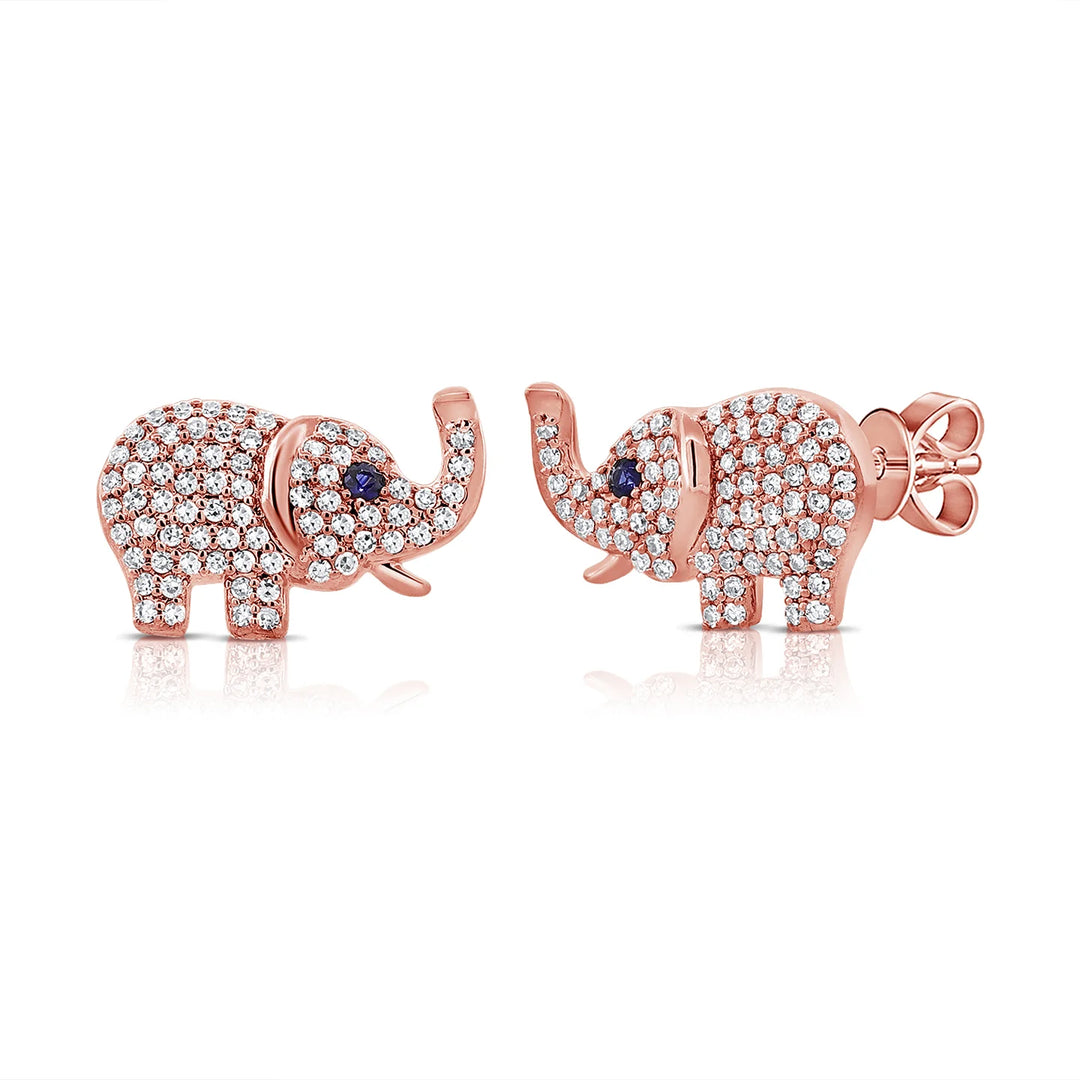 Sapphire & Diamond Elephant Earrings