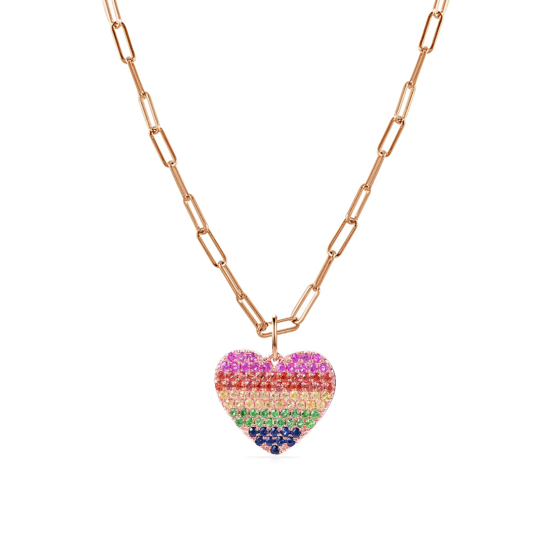 Rainbow Sapphire Heart Charm
