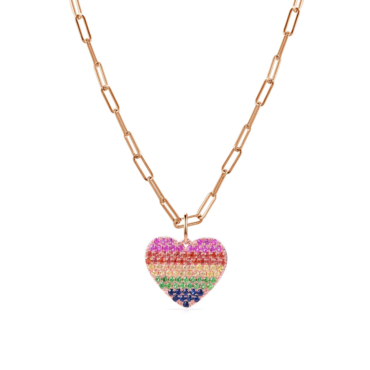 Rainbow sapphire heart charm