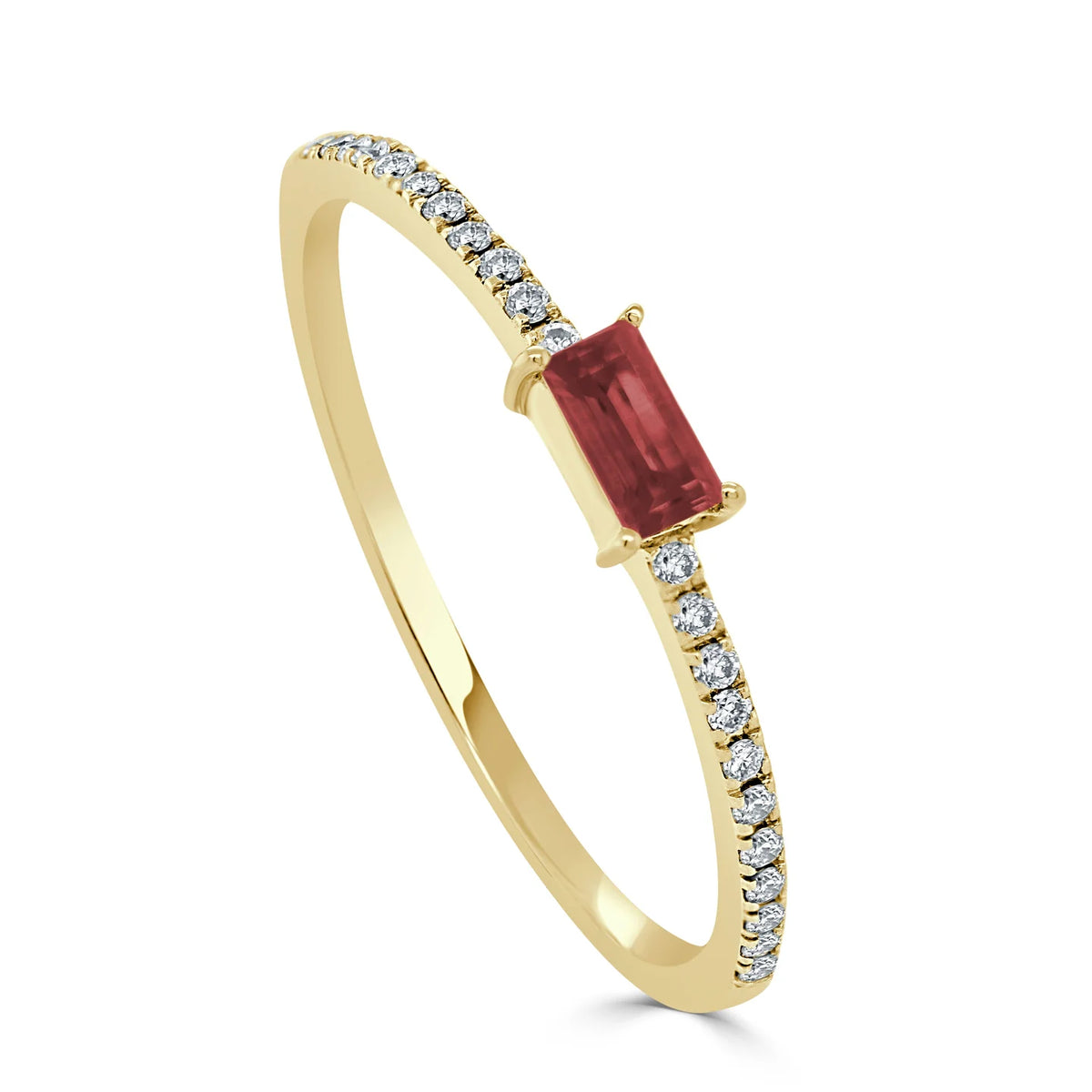 Ruby baguette stack petite ring