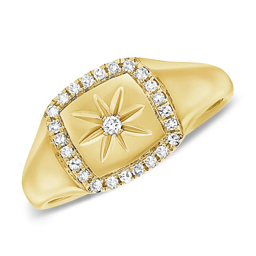 Cushion Diamond Signet Ring