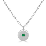 Load image into Gallery viewer, Barichara Emerald &amp; Diamond Disc Necklace
