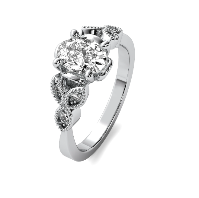 Leaf Diamond Oval Cut Semi Mount
