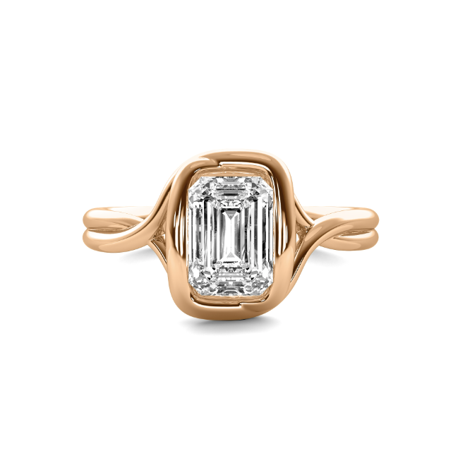 Ava Wrap Bezel Emerald Cut Solitaire Semi Mount