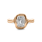 Load image into Gallery viewer, Ava Wrap Bezel Emerald Cut Solitaire Semi Mount
