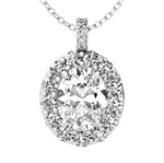 Load image into Gallery viewer, Lab Grown Oval Shape Halo Diamond Necklace
