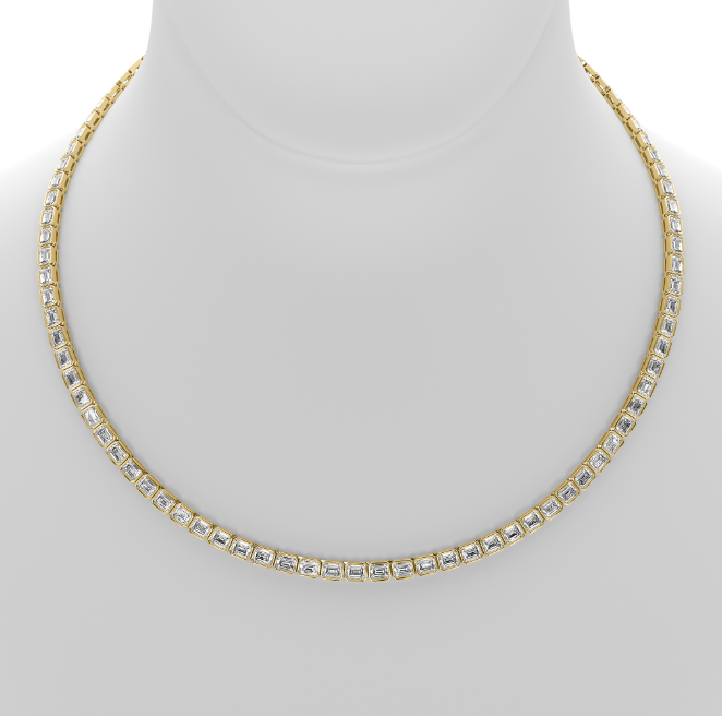 Sophia emerald east west diamond bezel tennis necklace