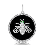 Load image into Gallery viewer, Black Agate &amp; Diamond Dragon Fly Disc Charm
