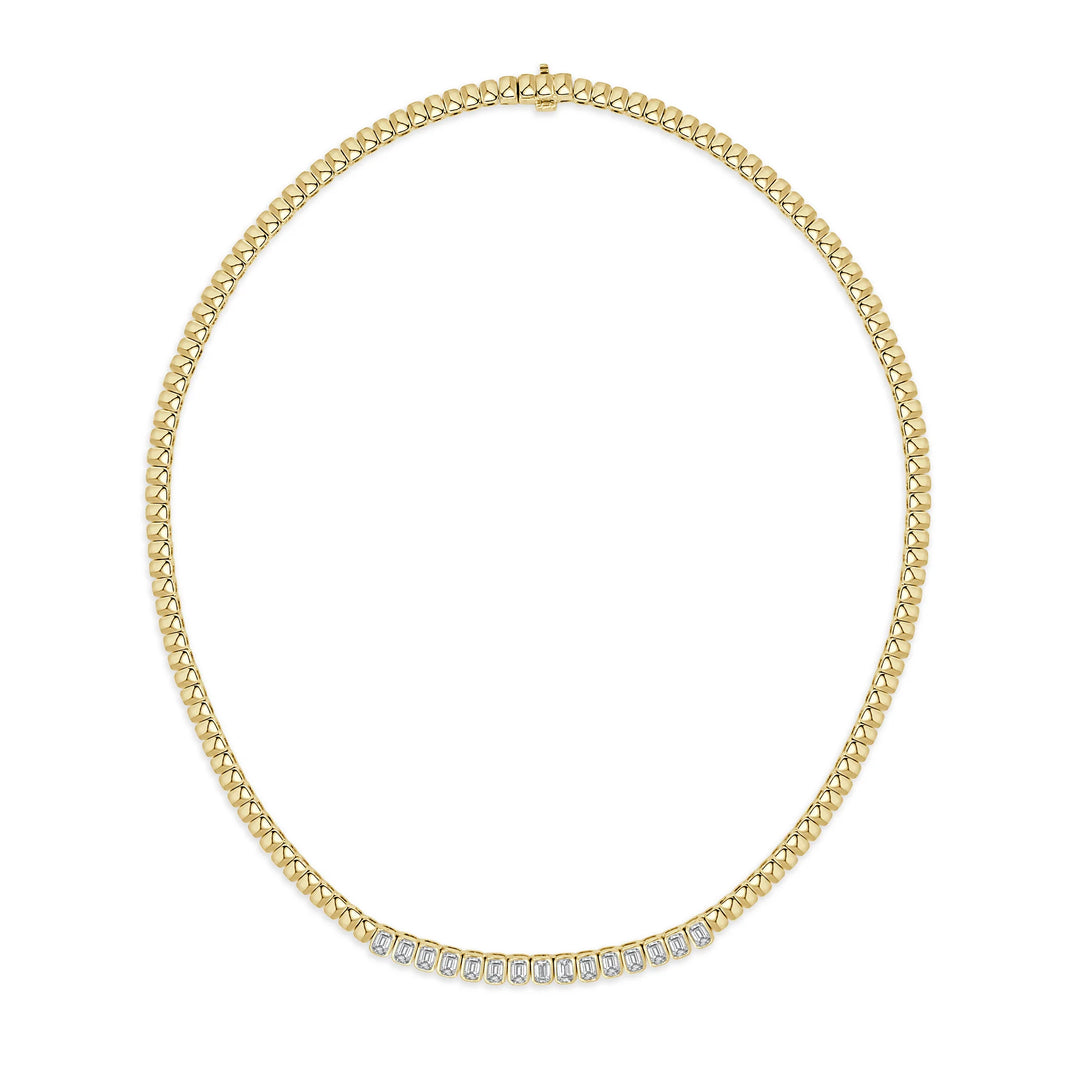 Emerald Cut Diamond Bezel Set Necklace