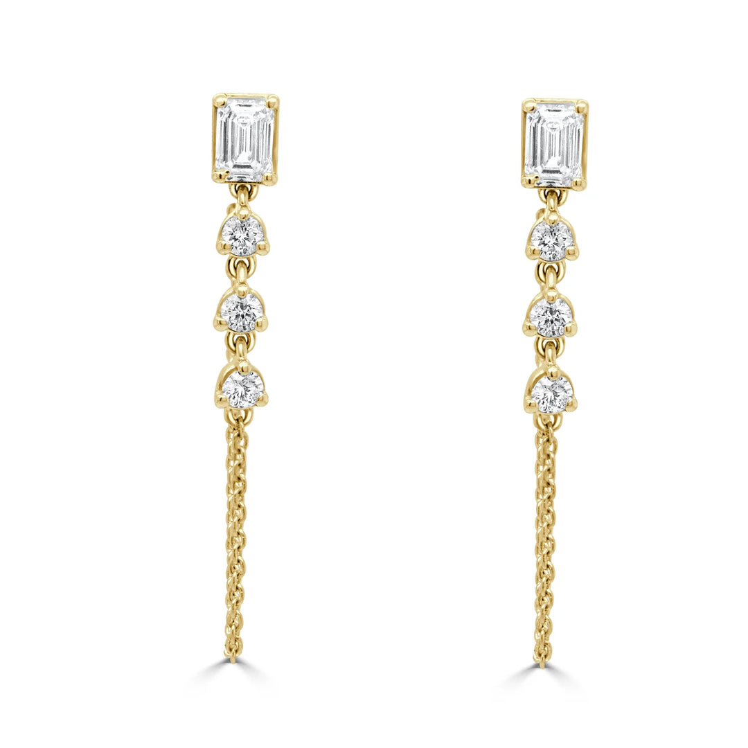 Lille Emerald & Round Diamond Earrings