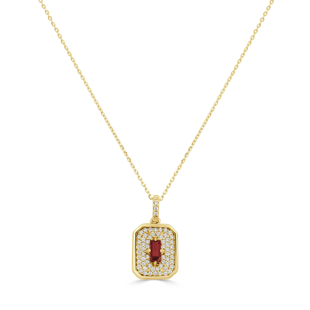 Square Ruby & Diamond Necklace