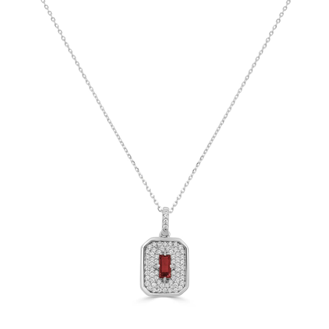 Square Ruby & Diamond Necklace