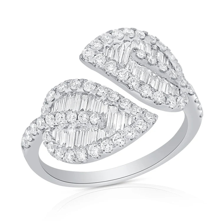 Baguette Diamond Double Elm Leaf Ring