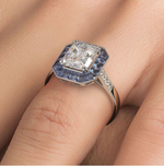 Load image into Gallery viewer, Art Deco Diamond &amp; Sapphire Radiant Shape Semi-mount
