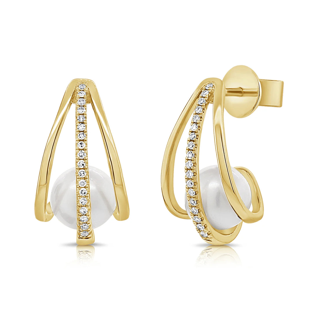 Coastal Diamond & Pearl Earrings
