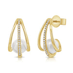Load image into Gallery viewer, Coastal Diamond &amp; Pearl Earrings

