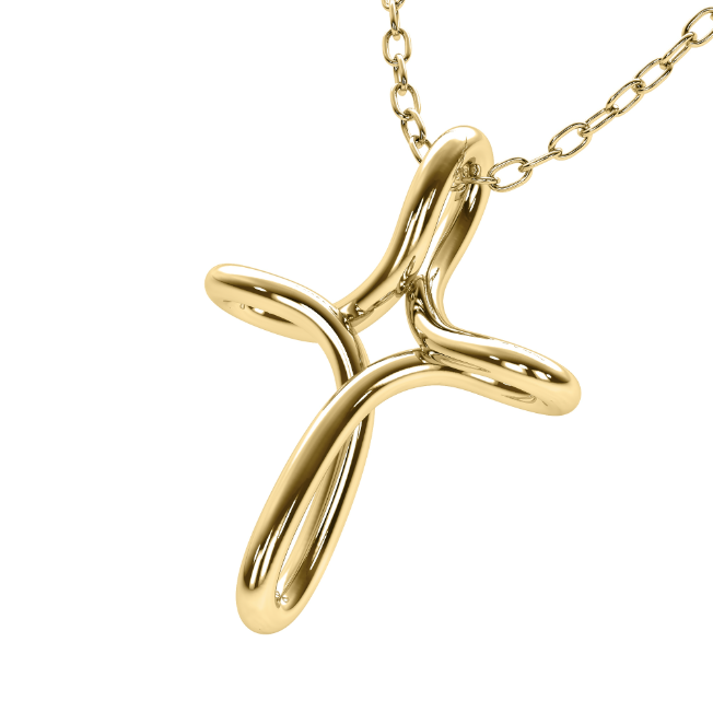 Swirl gold cross pendant