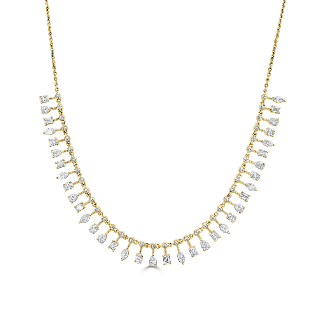 Mixed Shape Diamond Dangle Tennis Necklace