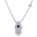 Load image into Gallery viewer, Sapphire &amp; Diamond Hamsa Necklace
