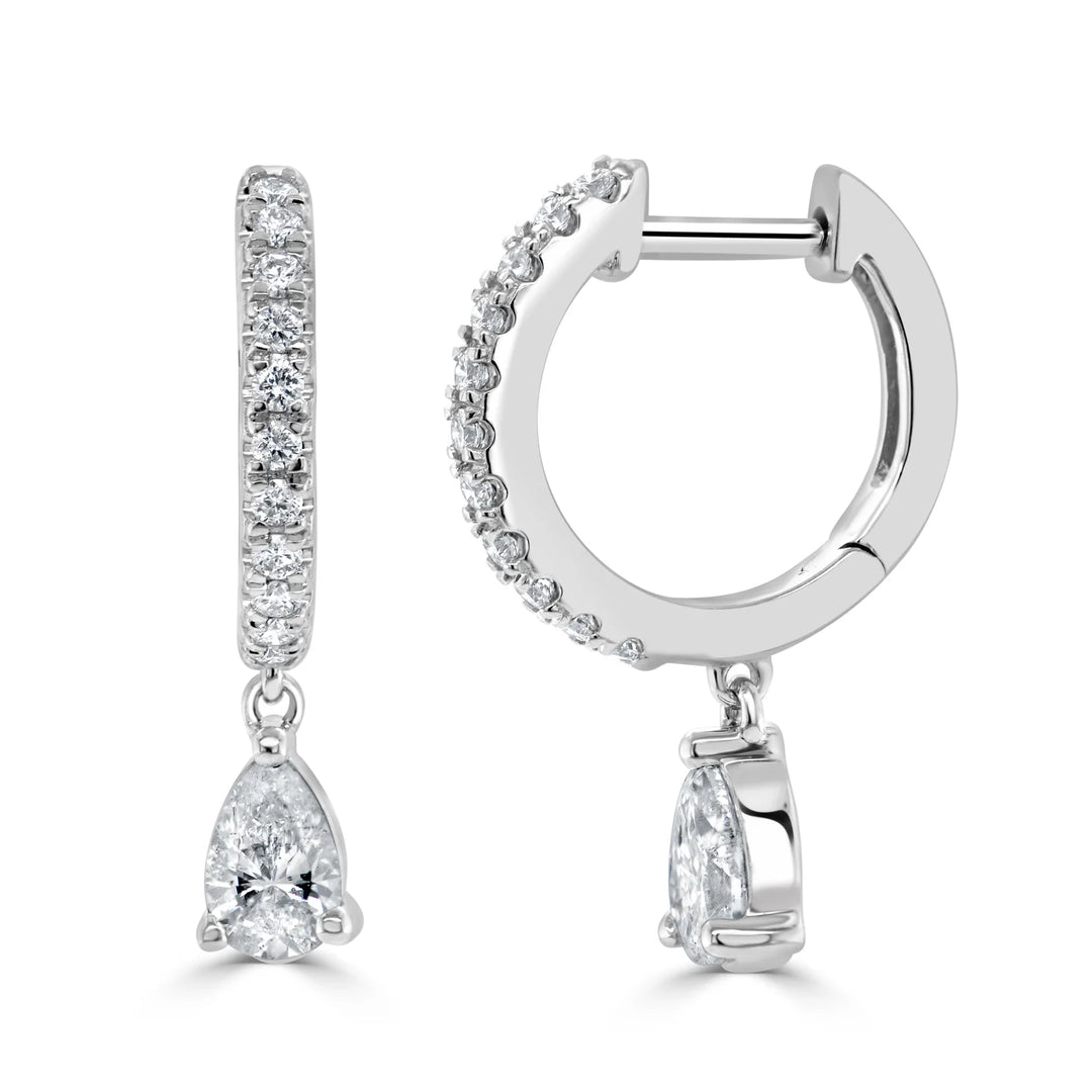 Pear Shape Diamond Dangle Huggies
