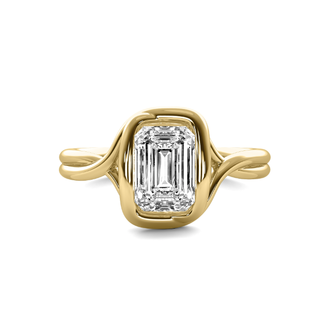 Ava Wrap Bezel Emerald Cut Solitaire Semi Mount