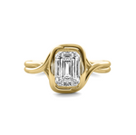 Load image into Gallery viewer, Ava Wrap Bezel Emerald Cut Solitaire Semi Mount
