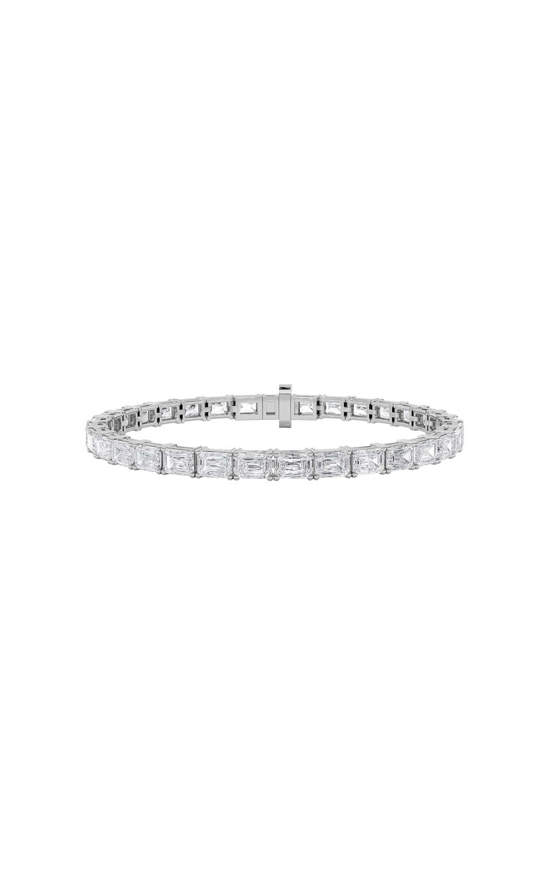 13CTW Emerald Shaped Lab Grown Diamond (F/VS) Classic Line Bracelet in 14K Gold