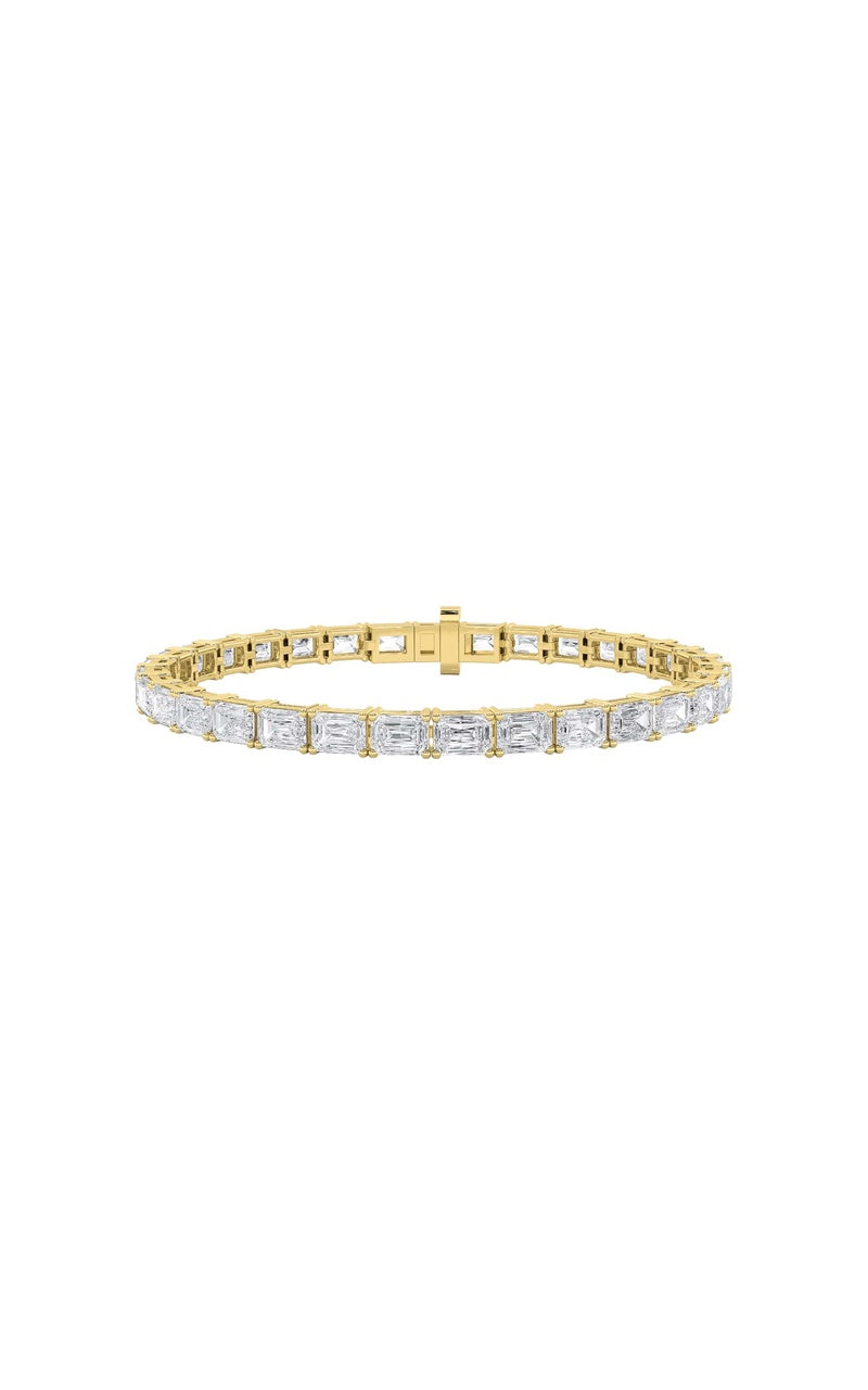 13CTW Emerald Shaped Lab Grown Diamond (F/VS) Classic Line Bracelet in 14K Gold
