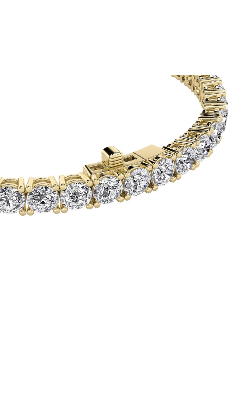 15CTW Round Shaped Lab Grown Diamond (F/VS) Tennis Bracelet in 14K Gold