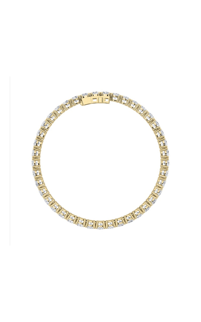 7CTW Round Shaped Lab Grown Diamond (F/VS) Tennis Bracelet in 14K Gold