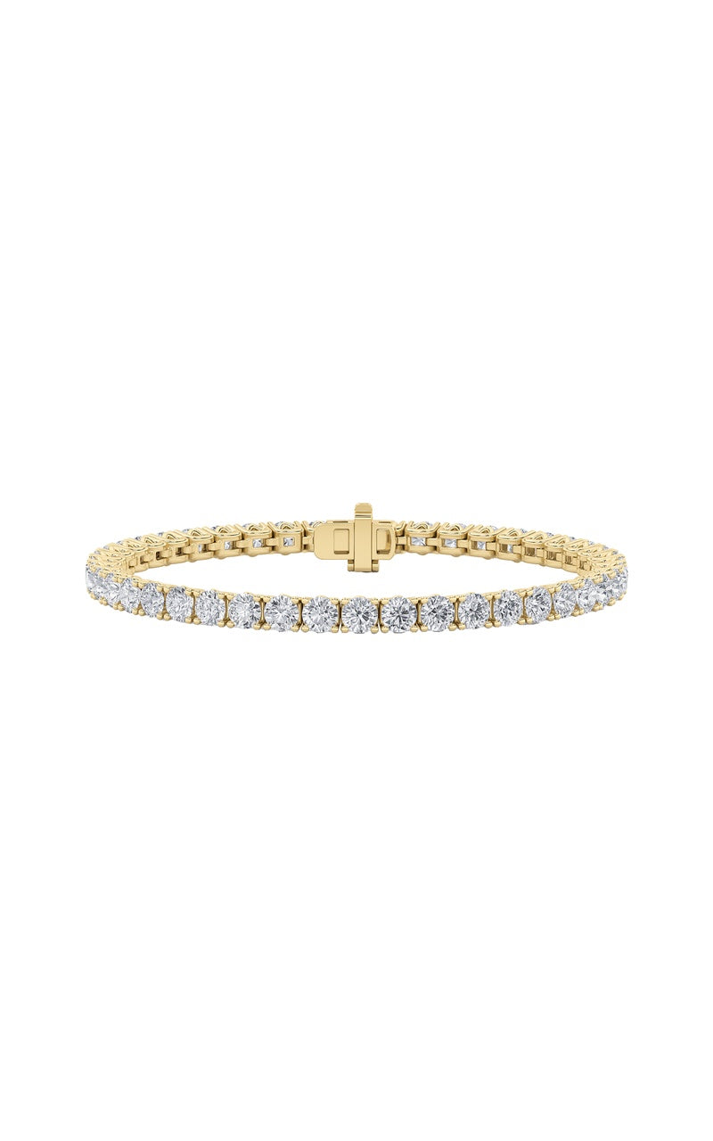 10CTW Round Shaped Lab Grown Diamond (F/VS) Tennis Bracelet in 14K Gold