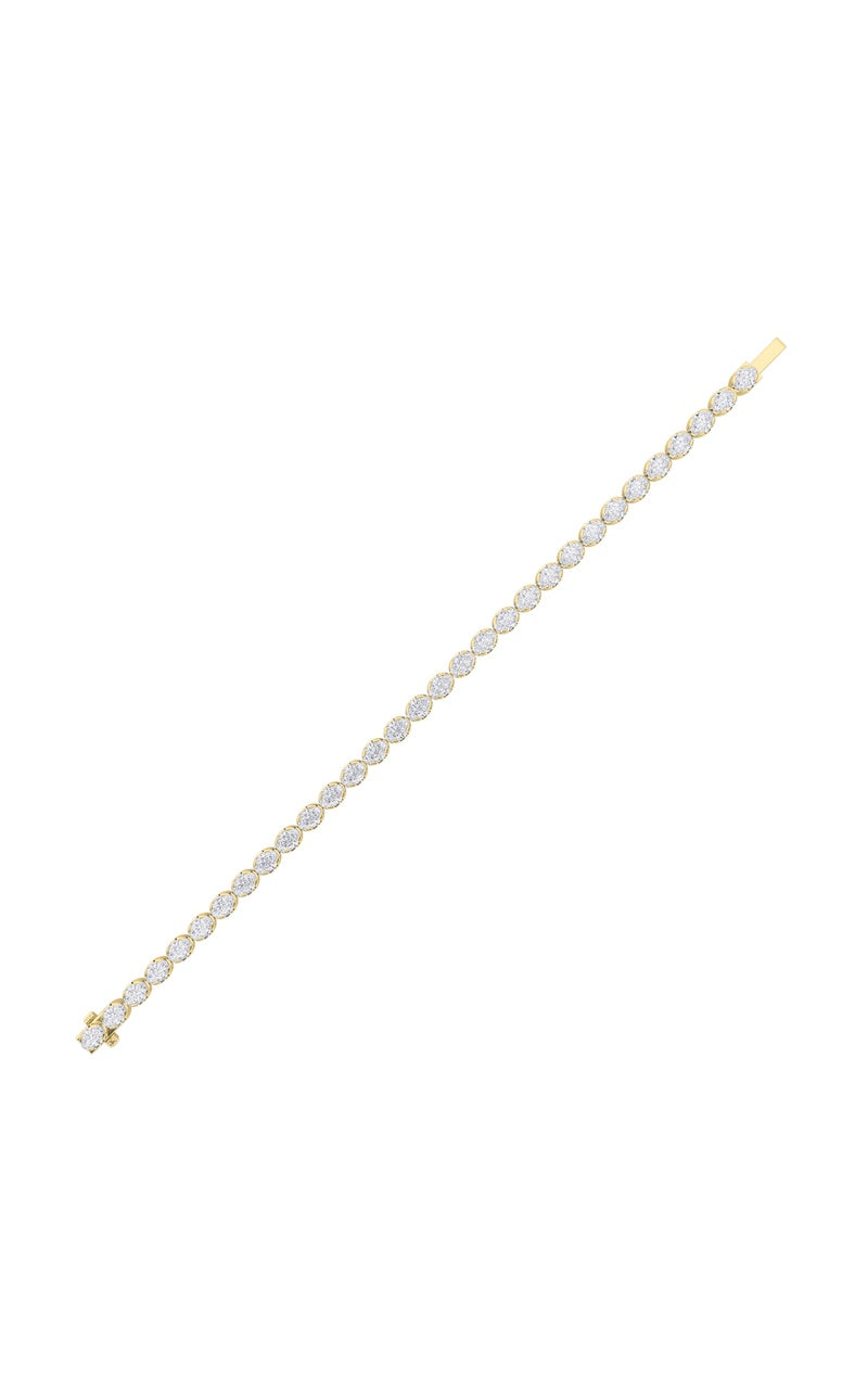 10.5CTW Oval Shaped Lab Grown Diamond (F/VS) Bracelet in 14K Gold