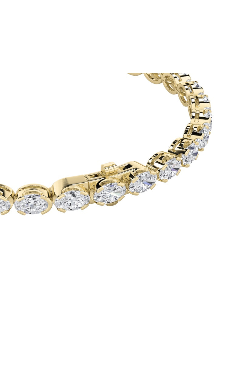 10.5CTW Oval Shaped Lab Grown Diamond (F/VS) Bracelet in 14K Gold