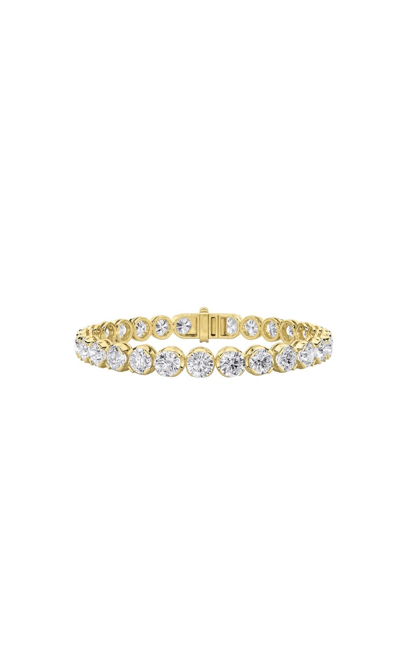 15CTW Round Shaped Lab Grown Diamond (F/VS) Bracelet in 14K Gold