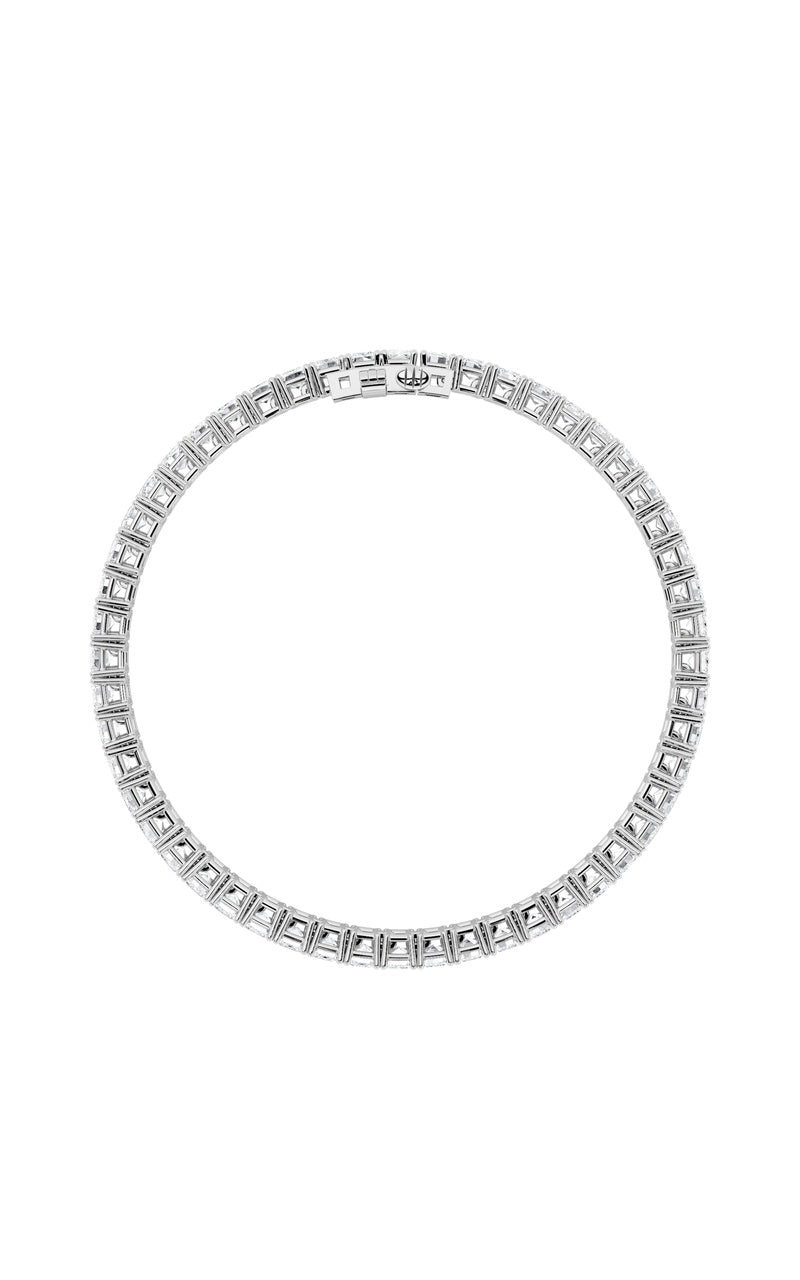 10CTW Emerald Shaped Lab Grown Diamond (F/VS) East West Line Bracelet in 14K Gold
