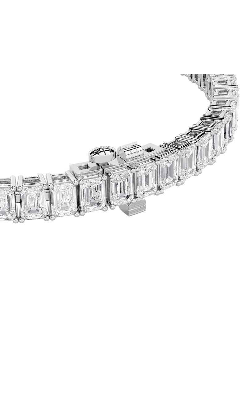 10CTW Emerald Shaped Lab Grown Diamond (F/VS) East West Line Bracelet in 14K Gold