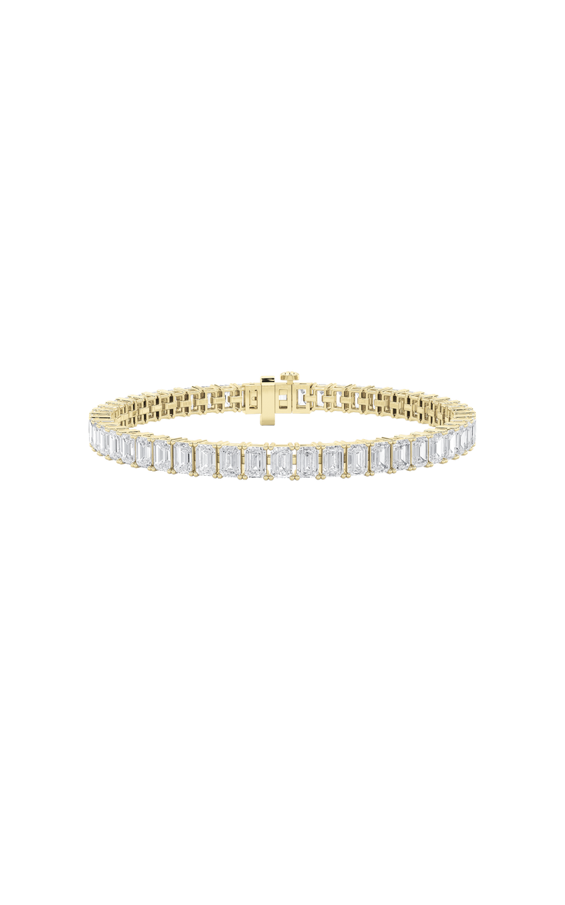 10CTW Emerald Shaped Lab Grown Diamond (F/VS) East West Line Bracelet in 14K Gold