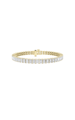 Load image into Gallery viewer, 10CTW Emerald Shaped Lab Grown Diamond (F/VS) East West Line Bracelet in 14K Gold
