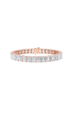 Load image into Gallery viewer, 21.5CTW Emerald Shaped Lab Grown Diamond (G/VS) East West Line Bracelet in 14K Gold

