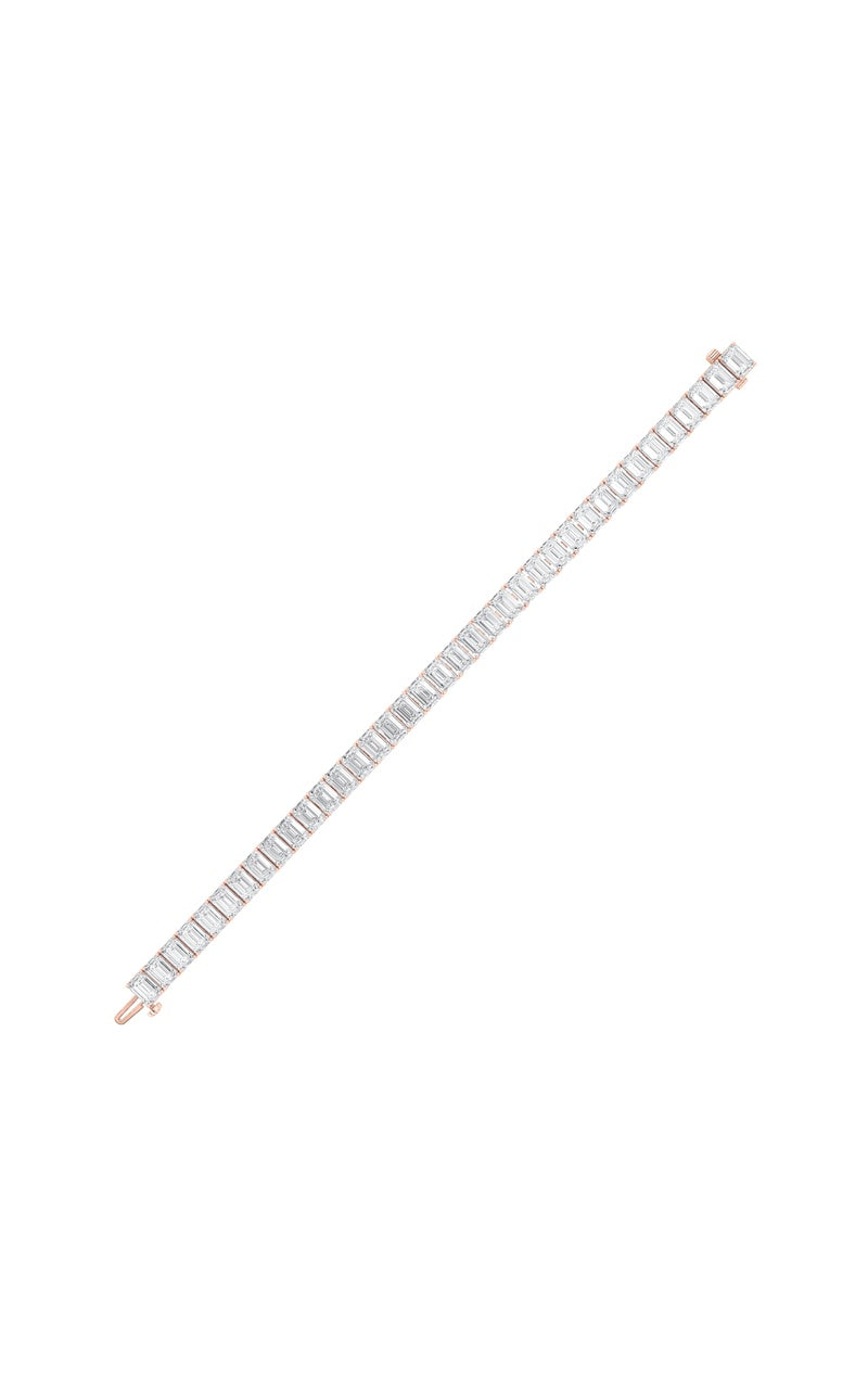 21.5CTW Emerald Shaped Lab Grown Diamond (G/VS) East West Line Bracelet in 14K Gold