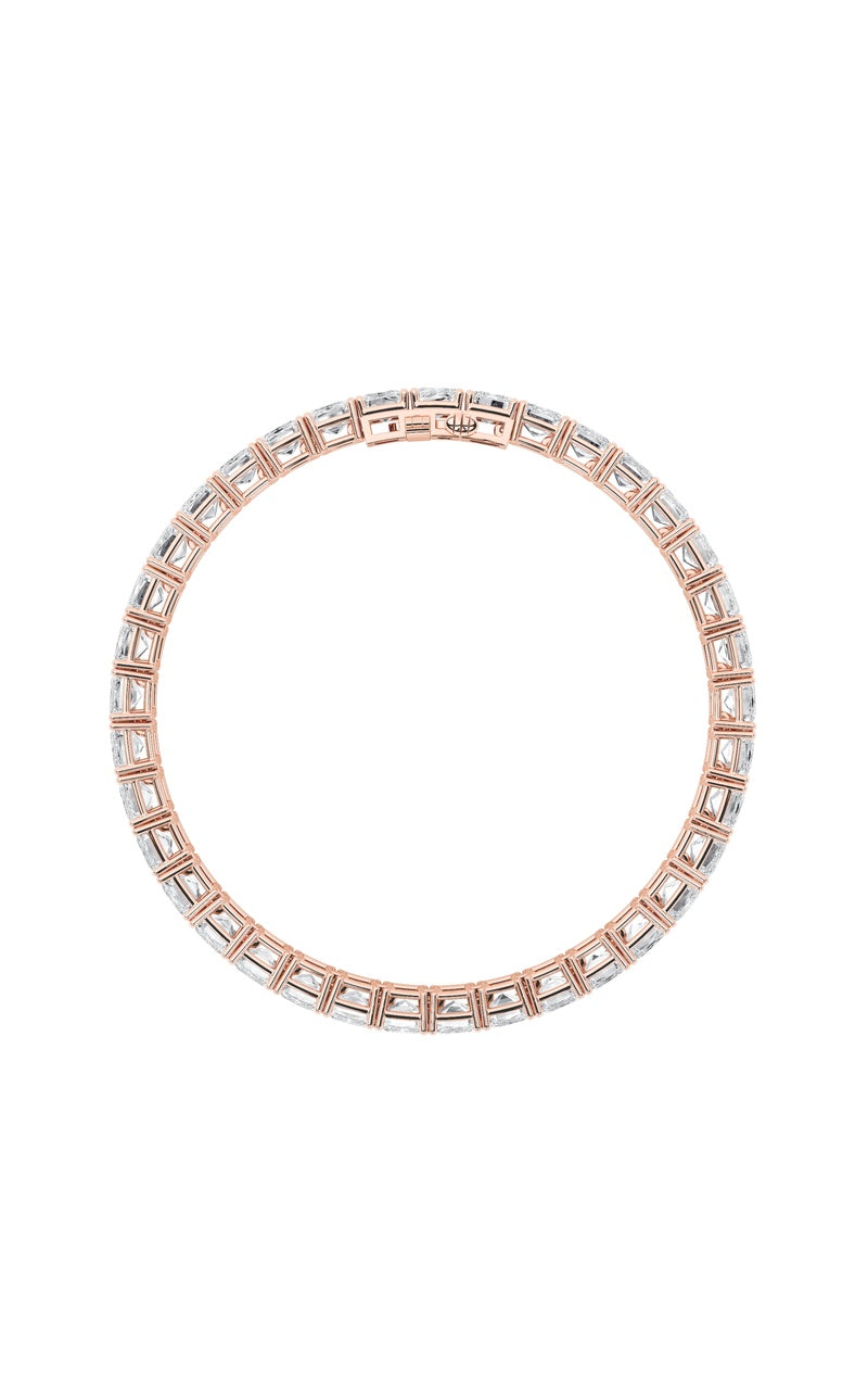 21.5CTW Emerald Shaped Lab Grown Diamond (G/VS) East West Line Bracelet in 14K Gold