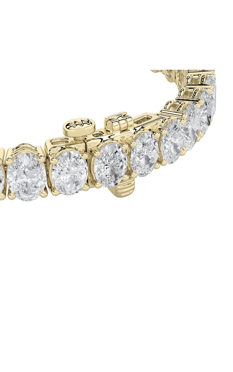 12.5CTW Oval Shaped Lab Grown Diamond (F/VS) East West Line Bracelet in 14K Gold